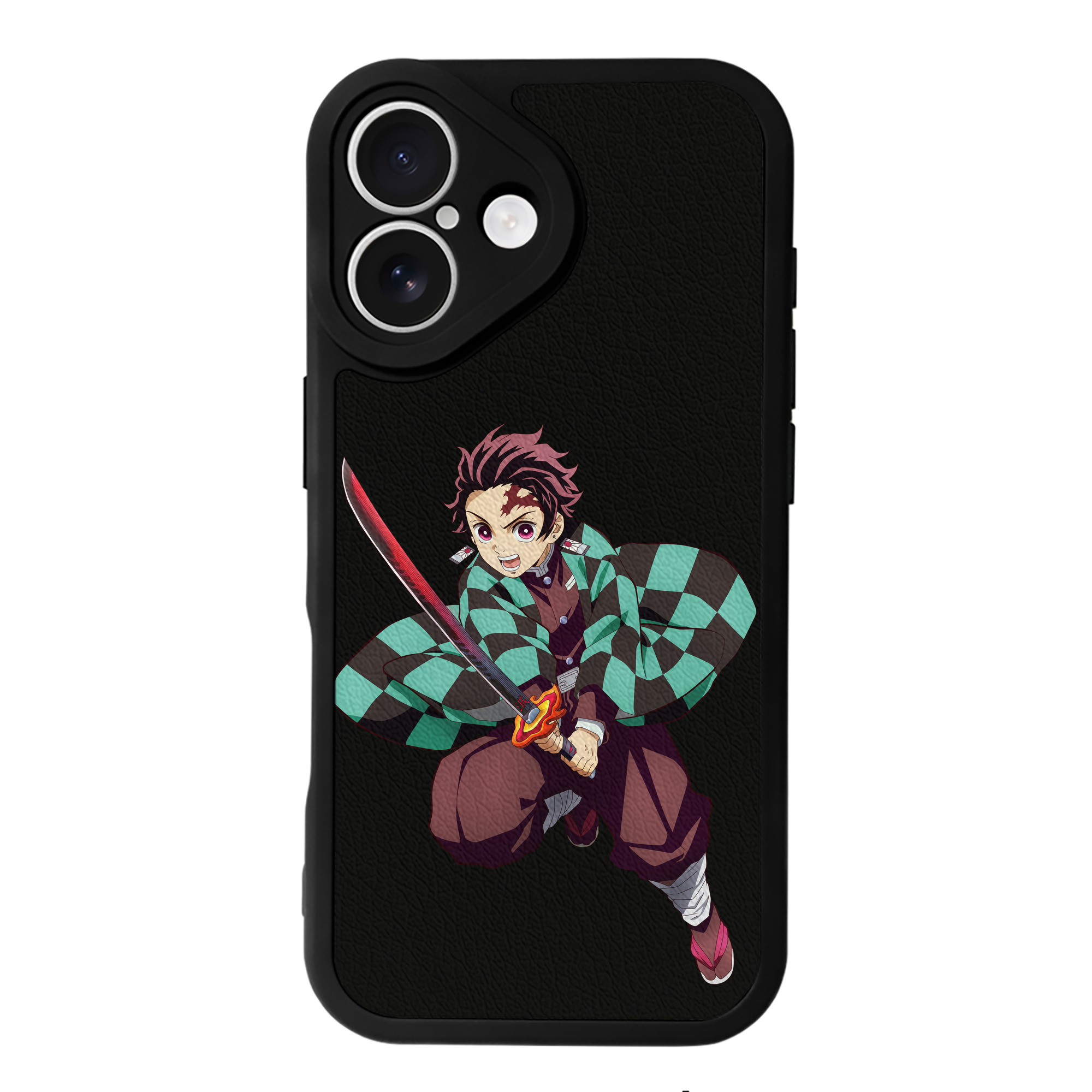 （画像用） 鬼滅の刃 竈門 炭治郎／かまど たんじろう Kamado Tanjirou 【iPhone 16シリーズ対応】シリコンスマホケース（レザー調） 材質：シリコン